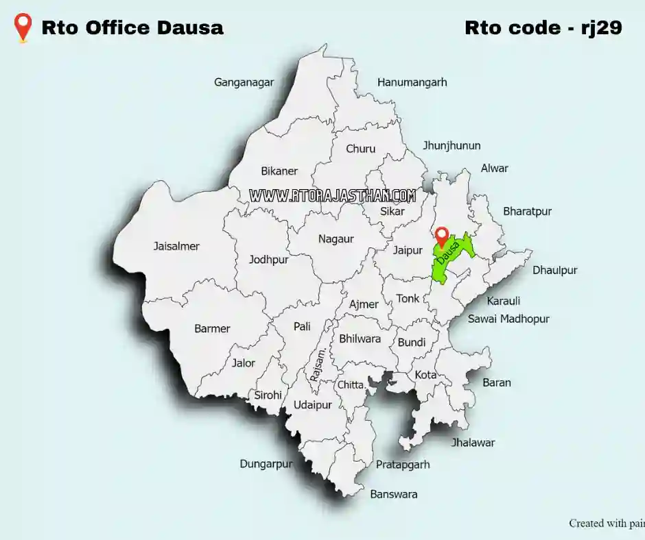 Rto Dausa code rj29 in rajasthan map