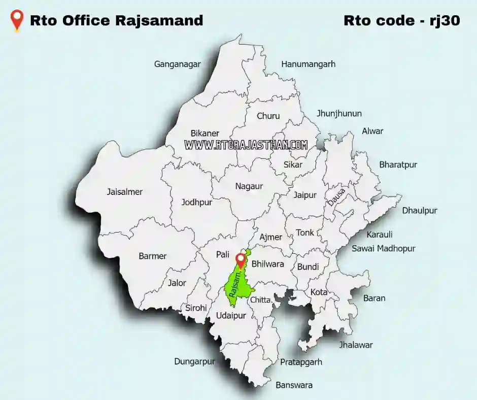 Rto Rajsamand code rj30 in rajasthan map