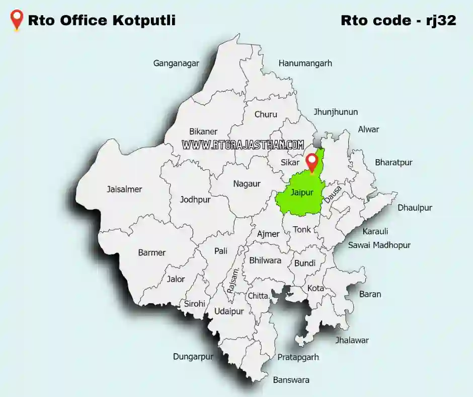 Rto Kotputli code rj32 in rajasthan map