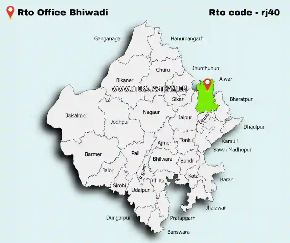 Rto Bhiwadi code rj40 in rajasthan map