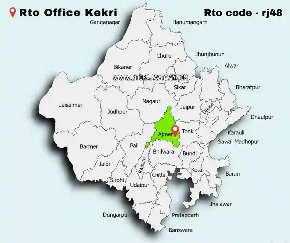 Rto Kekri code rj48 in rajasthan map